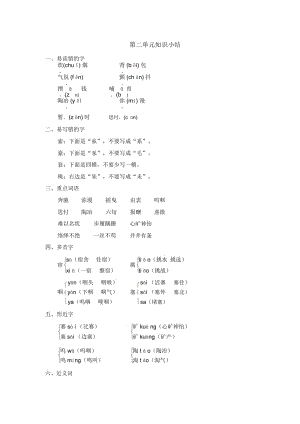 四年级上册语文素材-第二单元知识小结冀教版.docx