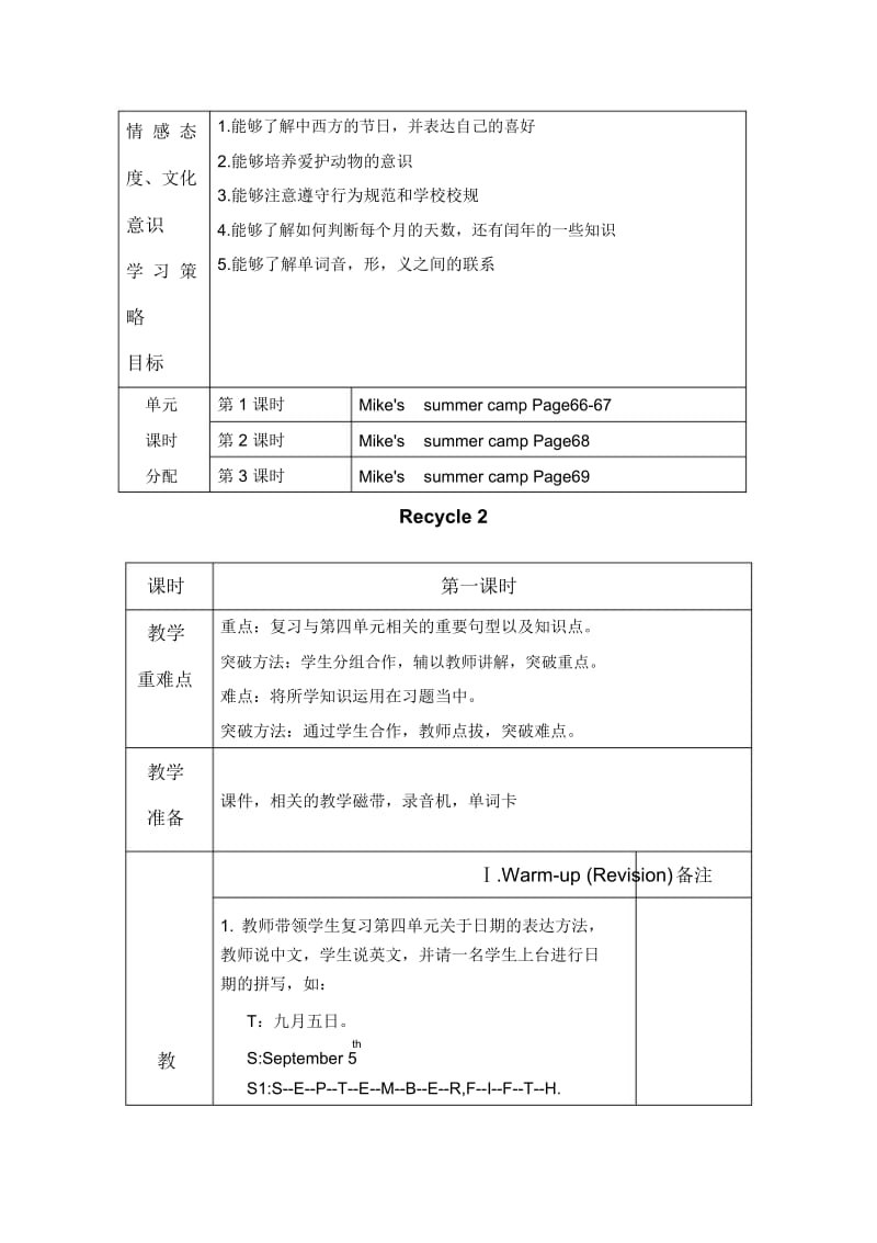 五年级下册英语教案-Recycle2第一课时人教PEP(2014秋).docx_第2页