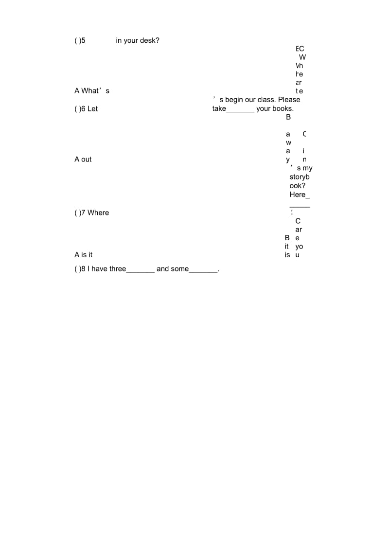 四年级上册英语期末试卷-轻巧夺冠12815-16人教版(无答案).docx_第2页