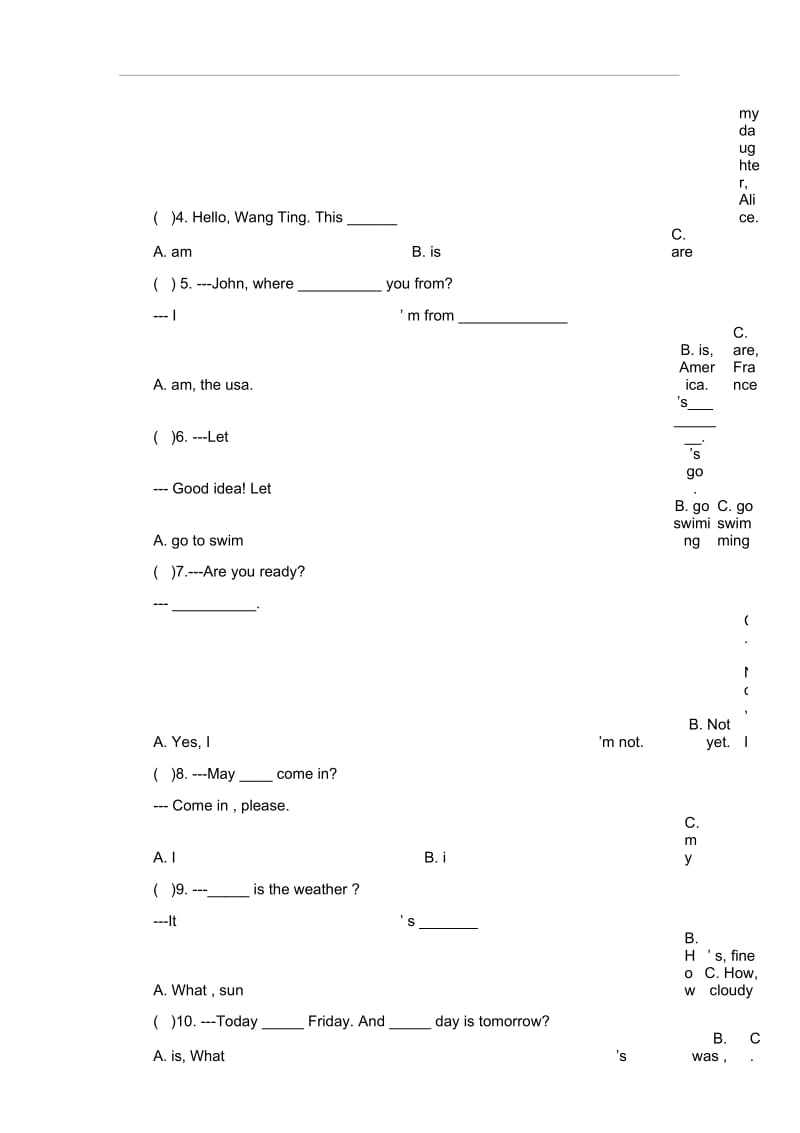 六年级上册英语期末试卷-轻巧夺冠27515-16人教版(无答案).docx_第3页