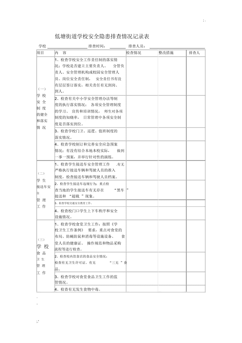 学校安全隐患排查情况记录表.docx_第1页