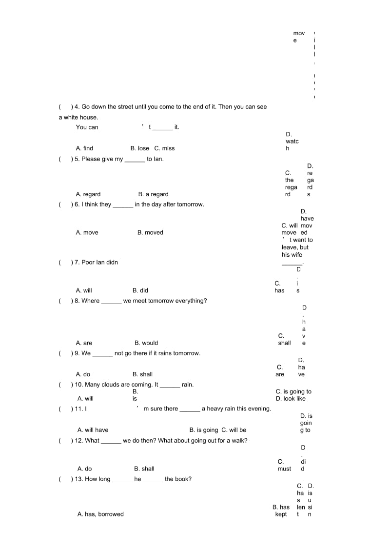 新概念英语第一册Lesson91-92练习题(无答案).docx_第3页