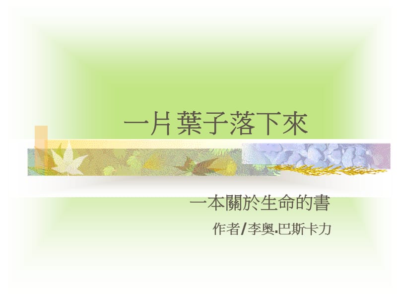 绘本《一片叶子落下来》；.ppt_第1页