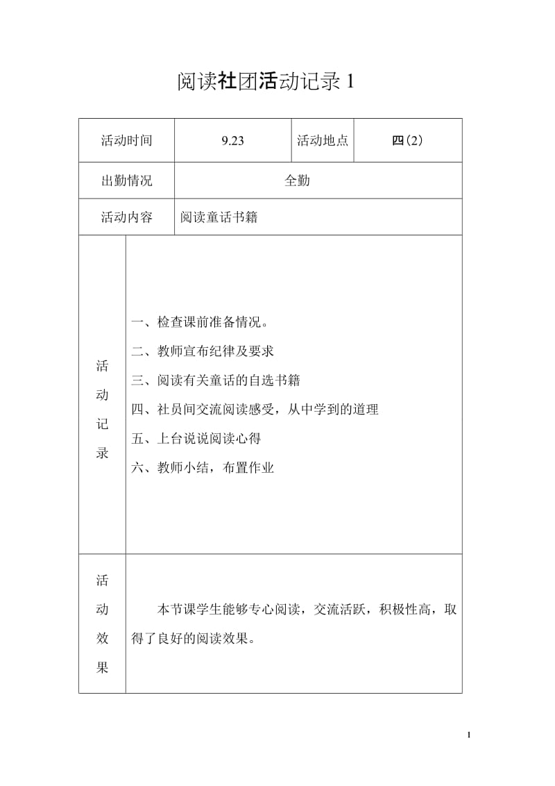 快乐阅读社团活动记录；.docx_第1页