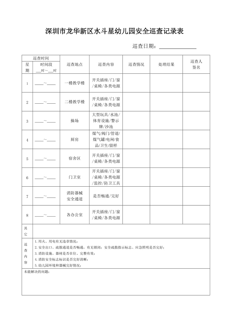 水斗星幼儿园安全巡查记录表.doc_第1页