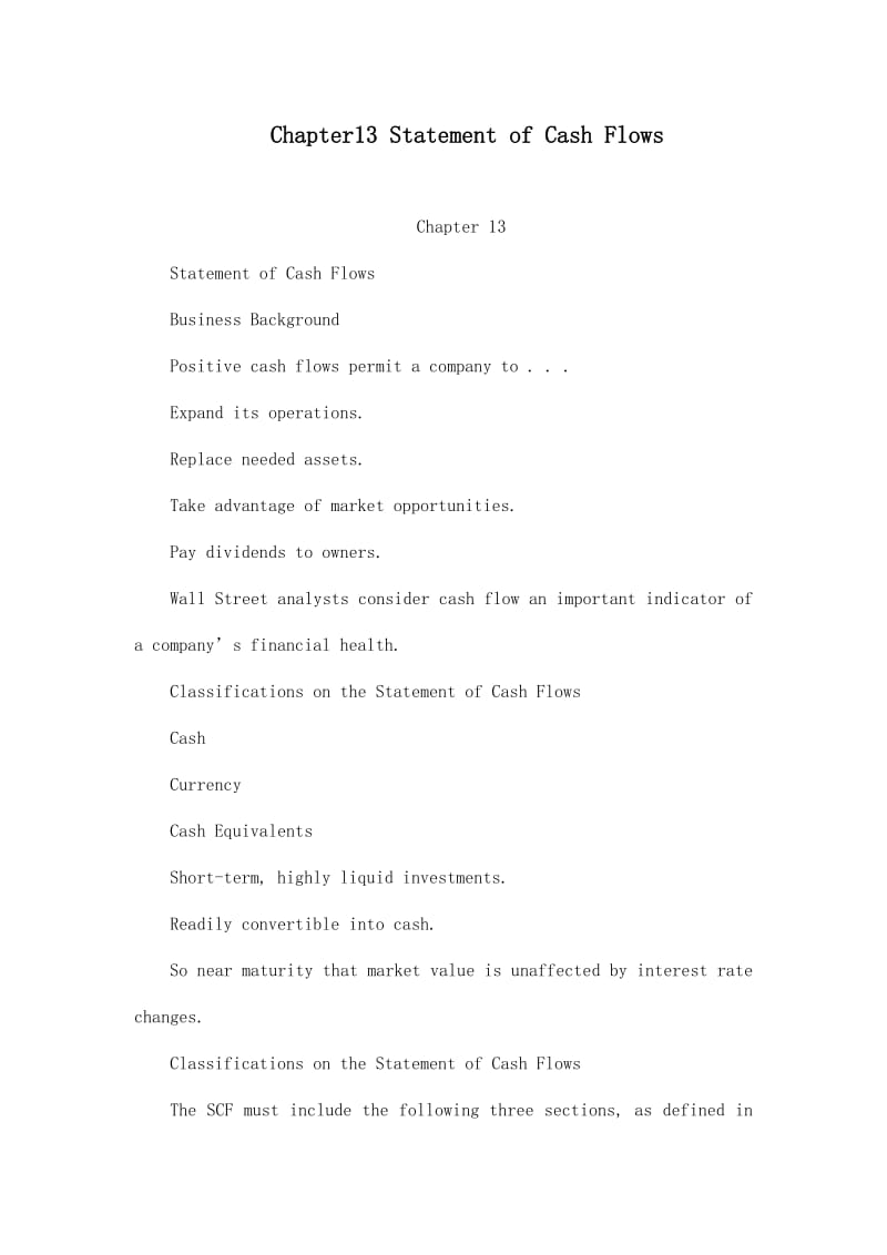 Chapter13 Statement of Cash Flows.doc_第1页