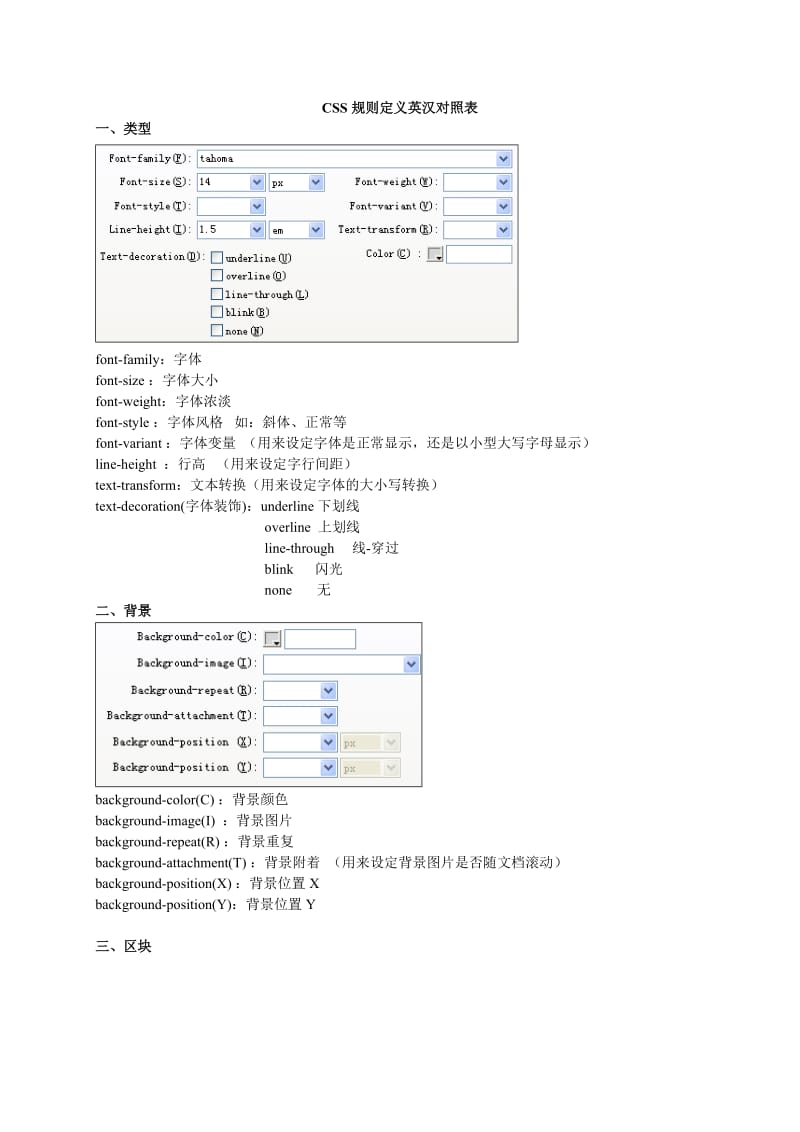 CSS规则定义英汉对照表.doc_第1页