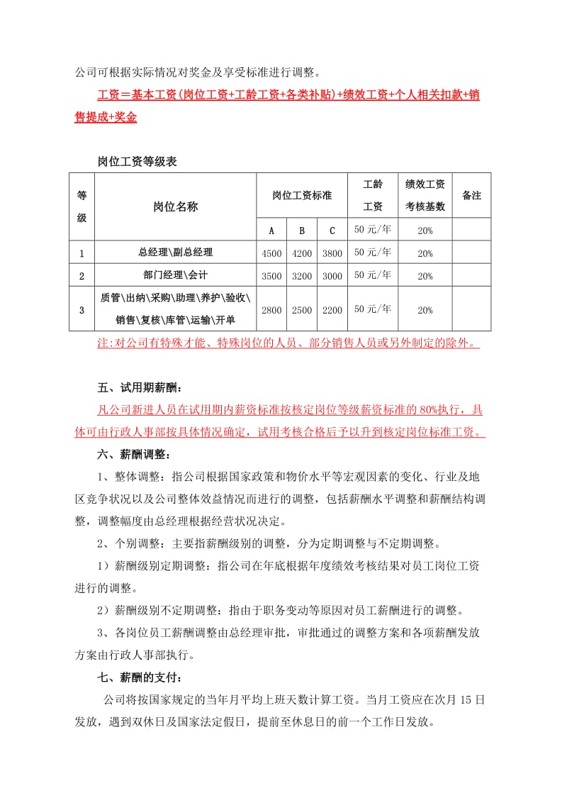 薪酬管理制度(范本);.doc_第2页