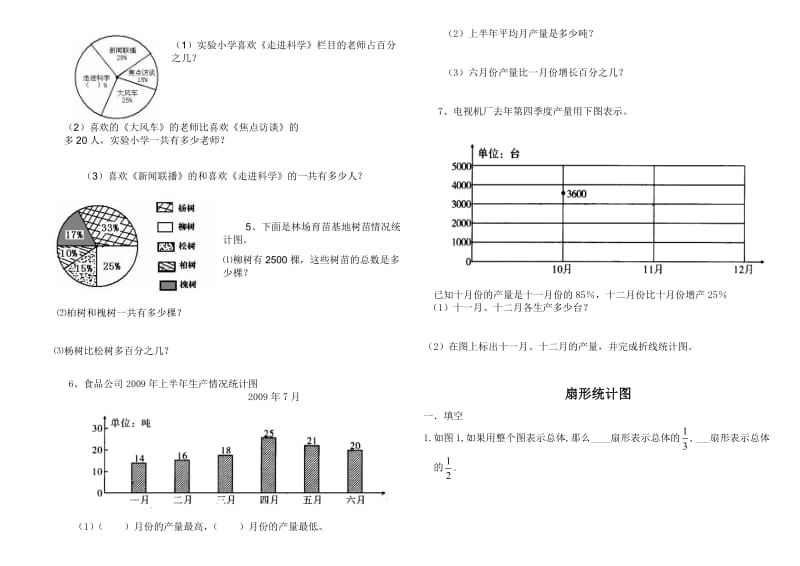 人教版六年级扇形统计图测试题.doc_第2页