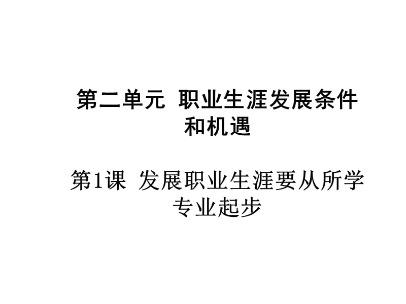 《职业生涯规划》第二单元_第一课_发展职业生涯要从所学专业起步.ppt_第1页