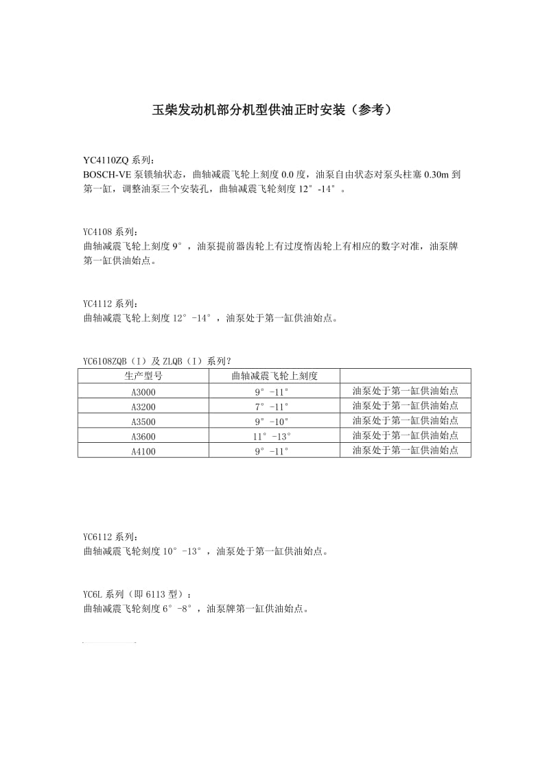 玉柴发动机部分机型供油正时安装.doc_第1页