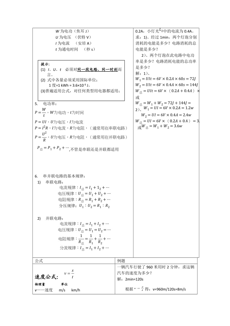 初中物理公式及对应例题;.doc_第2页