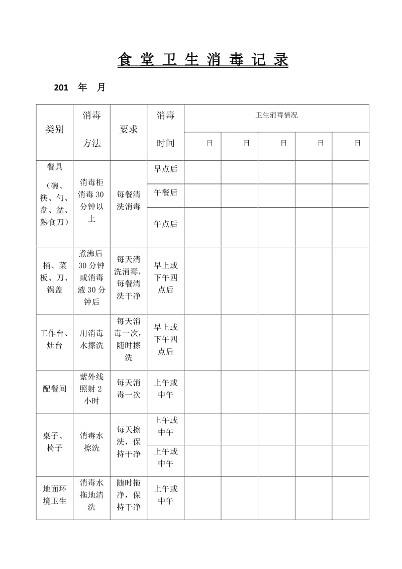 食堂卫生消毒记录;.doc_第1页