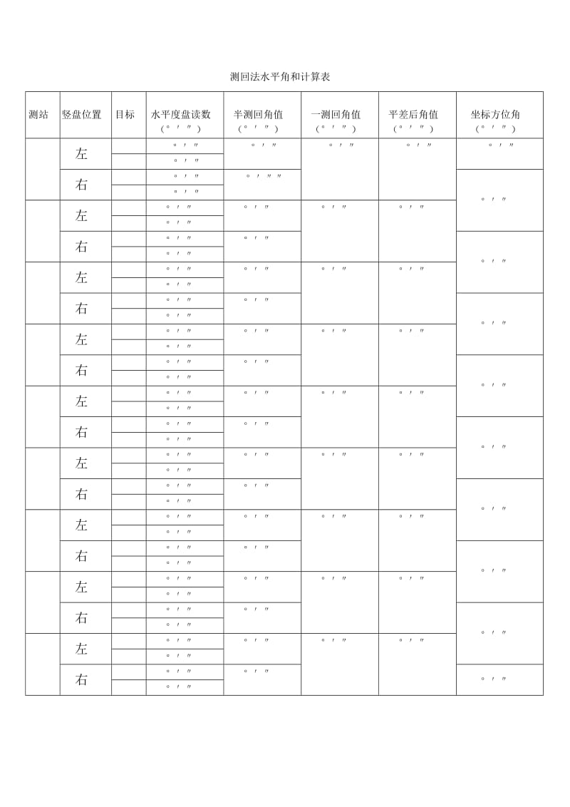 测回法水平角观测和计算表.doc_第2页