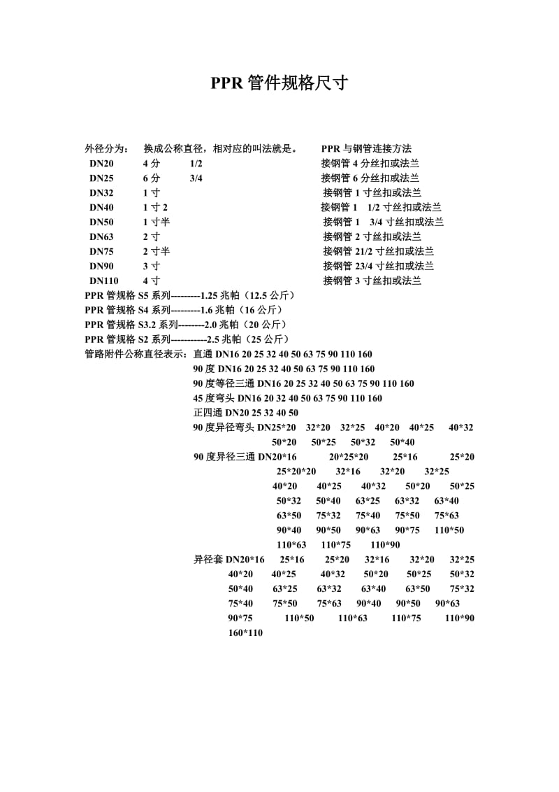 PPR管件规格尺寸;.docx_第1页