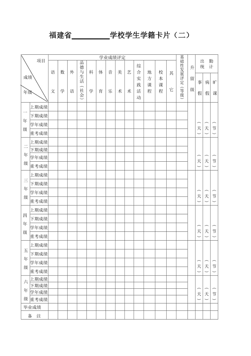 学籍卡范本;.docx_第2页