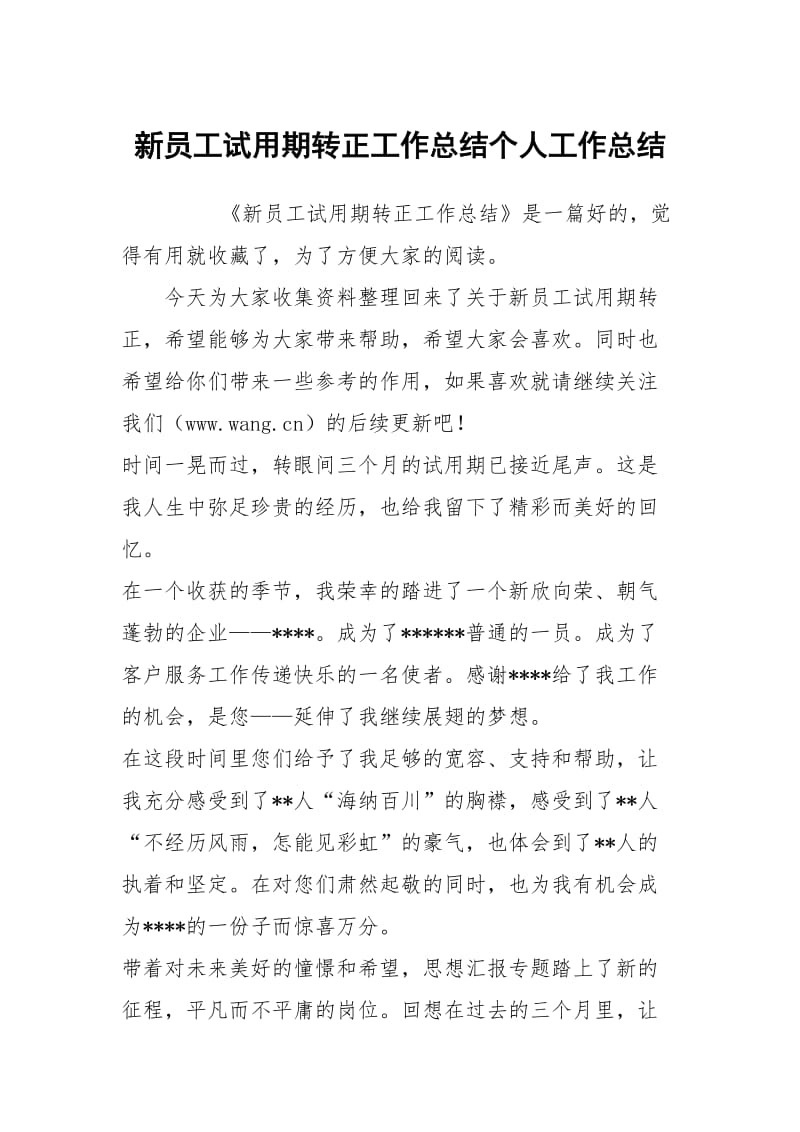 新员工试用期转正工作总结个人工作总结.docx_第1页