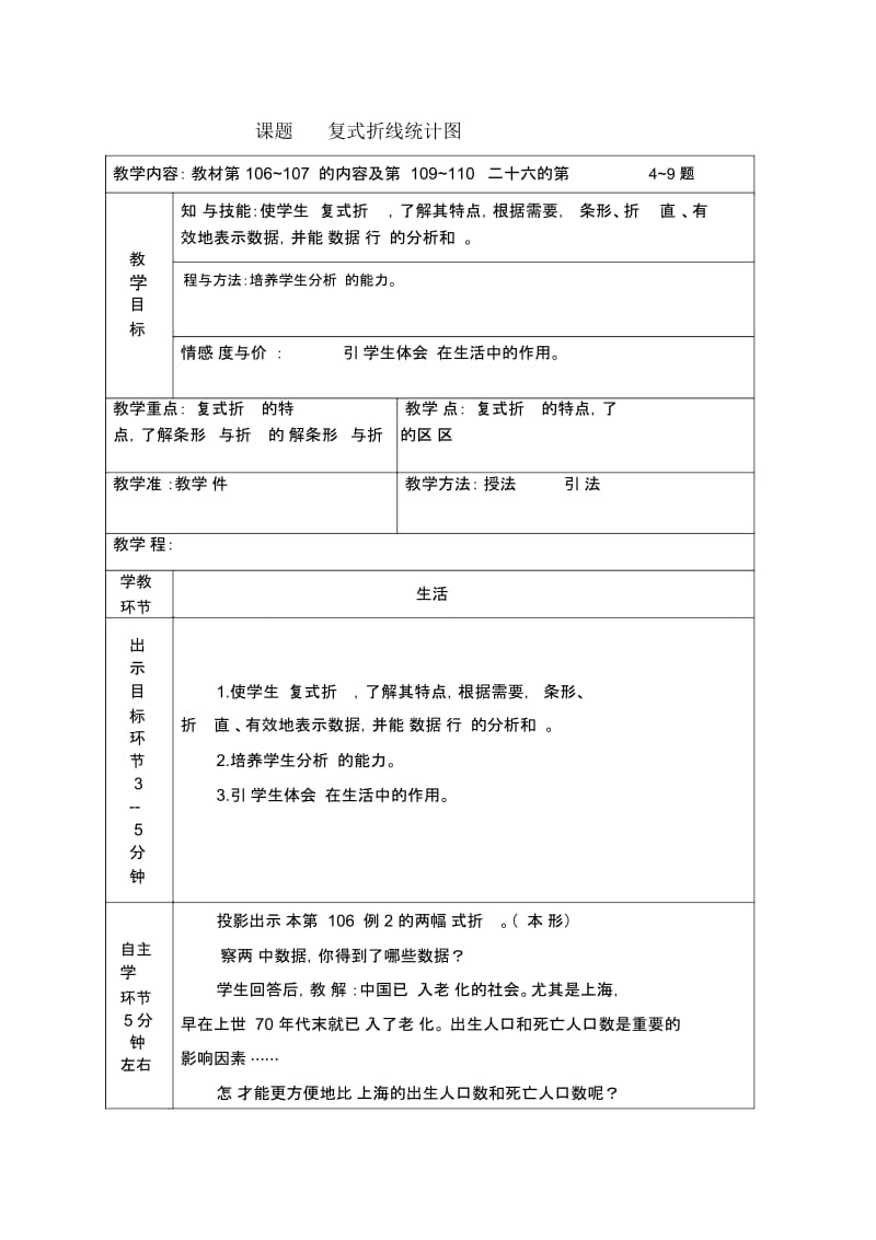 人教版数学五年级下册复式折现统计图.docx_第1页