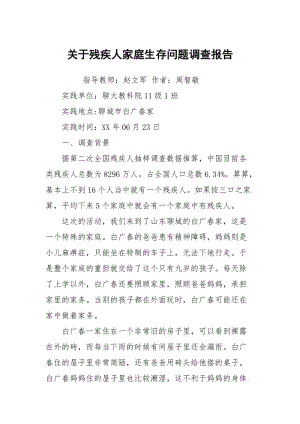 关于残疾人家庭生存问题调查报告.docx