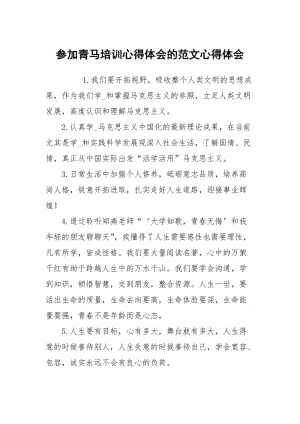 参加青马培训心得体会的范文.docx