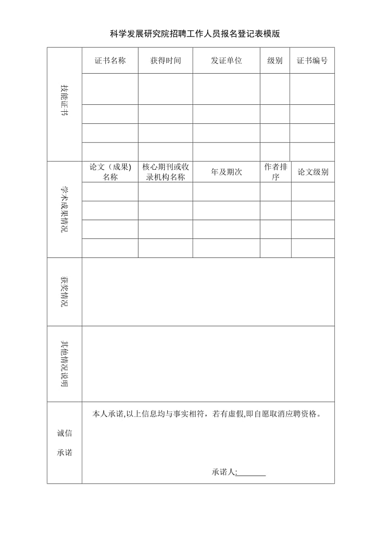 科学发展研究院招聘工作人员报名登记表模版.doc_第2页