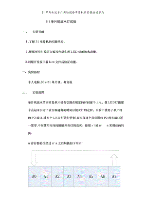 51单片机流水灯实验报告单片机实验报告流水灯.doc