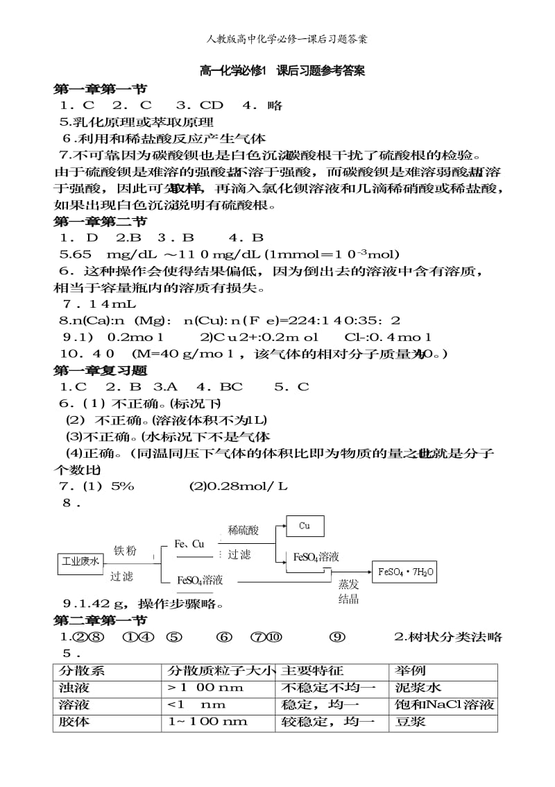 人教版高中化学必修一课后习题答案.doc_第1页