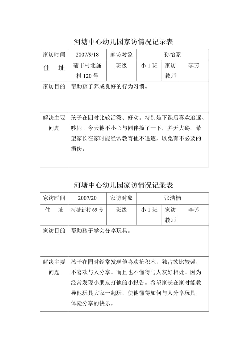 心幼儿园家访情况记录表;.docx_第3页