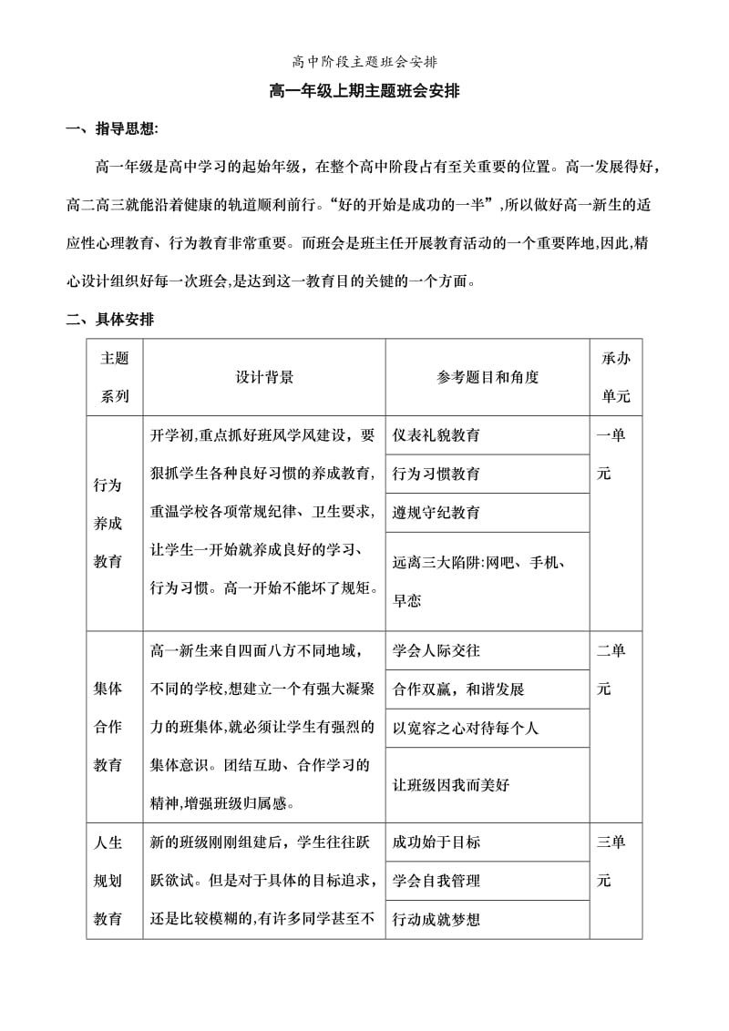 高中阶段主题班会安排.doc_第1页