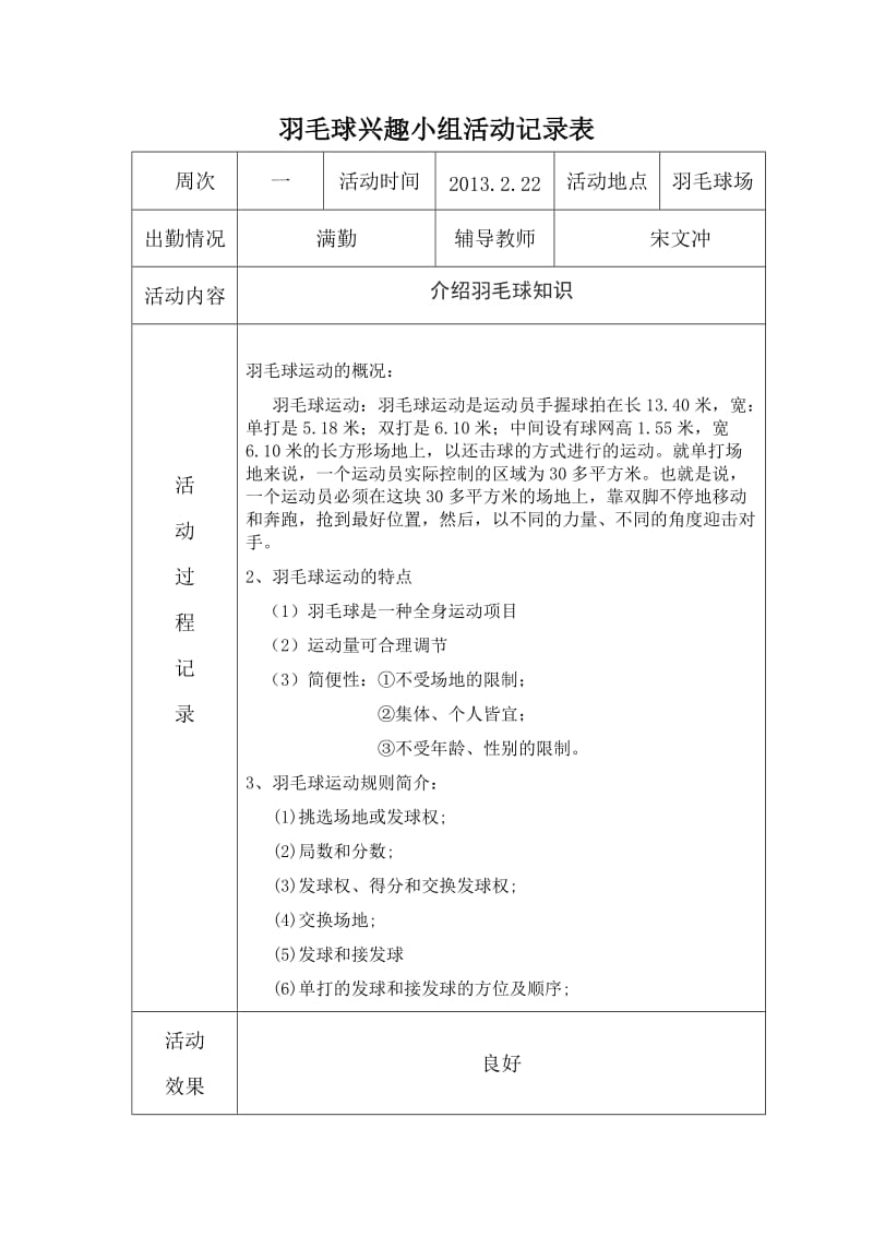 羽毛球兴趣小组活动记录;.docx_第1页