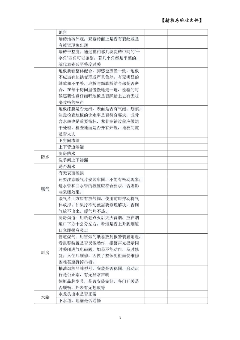 超实用精装房验收一览表;.docx_第3页