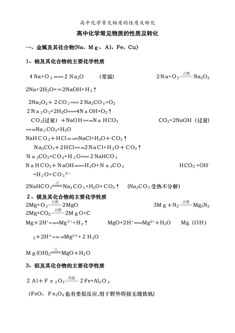 高中化学常见物质的性质及转化.doc_第1页