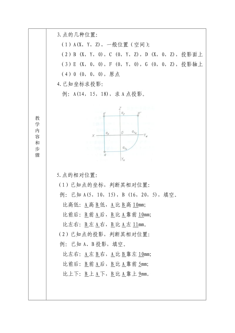 机械制图--第二章投影基础第二节点、直线和平面的投影(点的投影).doc_第2页