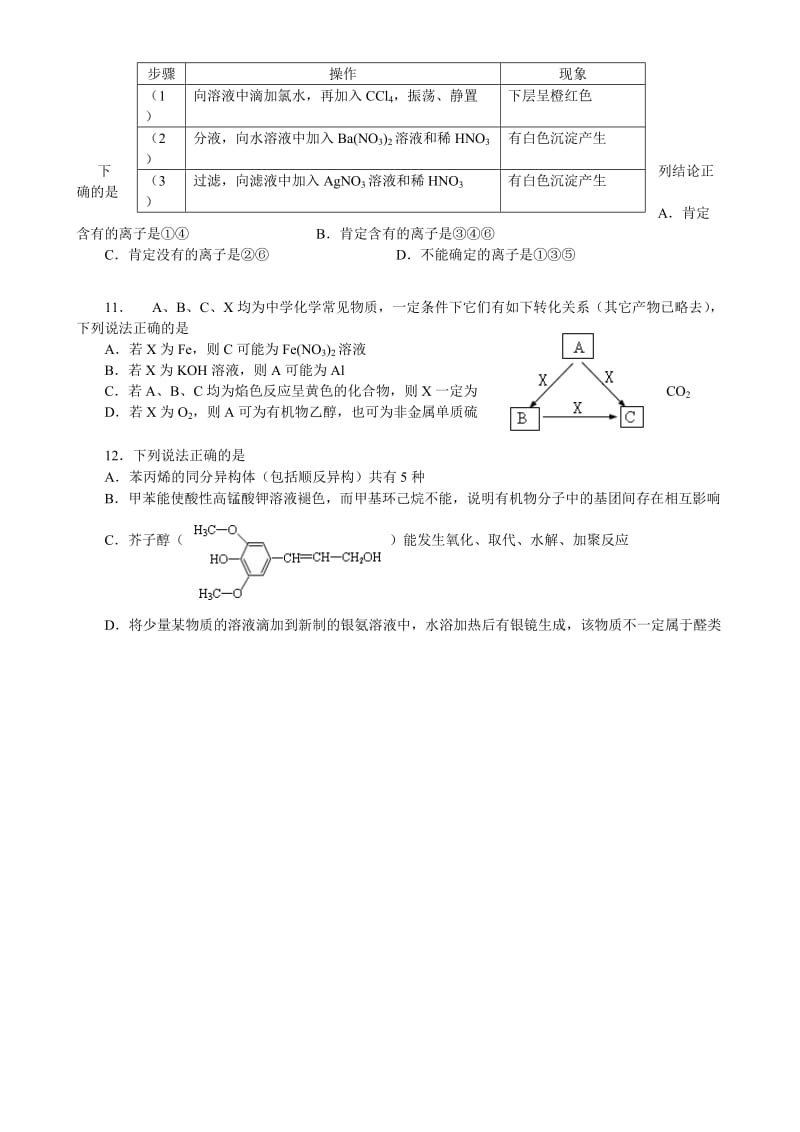 北京市丰台区2012届高三一模理综化学试题及答案.doc_第2页