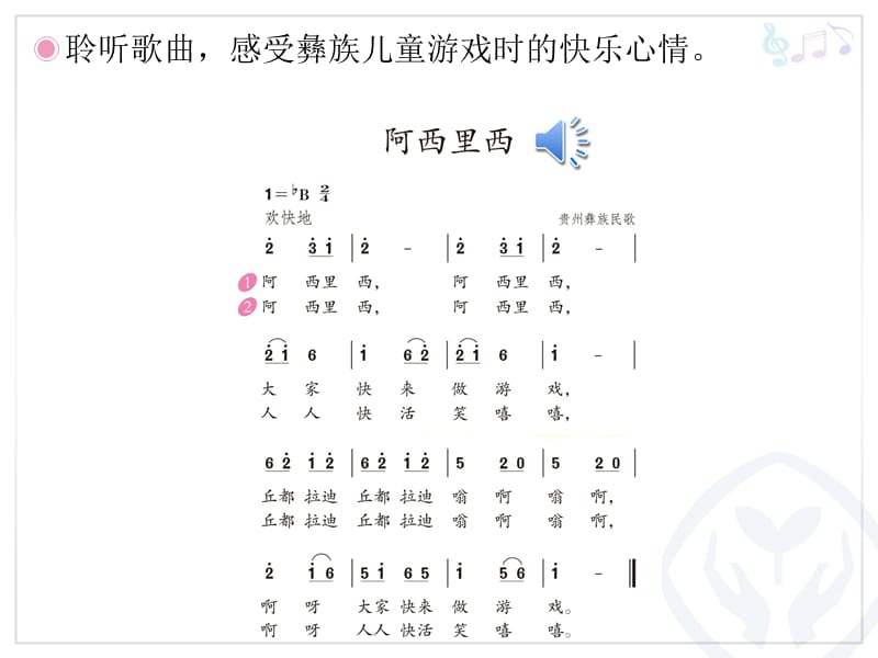 人教版二年级下册音乐《阿西里西》;.ppt_第2页