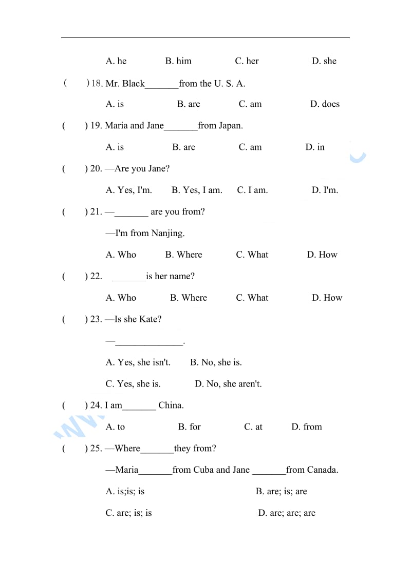 仁爱版七年级英语上Unit1 Topic 1 and Topic 2练习;.docx_第3页