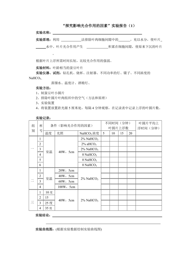 “探究影响光合作用的因素”实验报告.doc_第1页