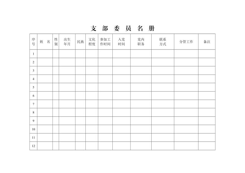 支部委员名册及党员名册(支部手册版).doc_第1页