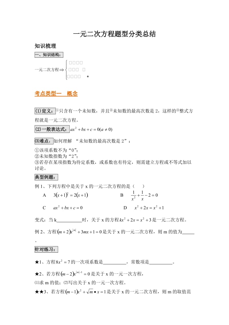 一元二次方程题型分类总结.docx_第1页