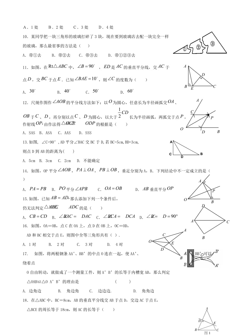 青岛版八年级数学上册第一第二单元练习题.doc_第2页