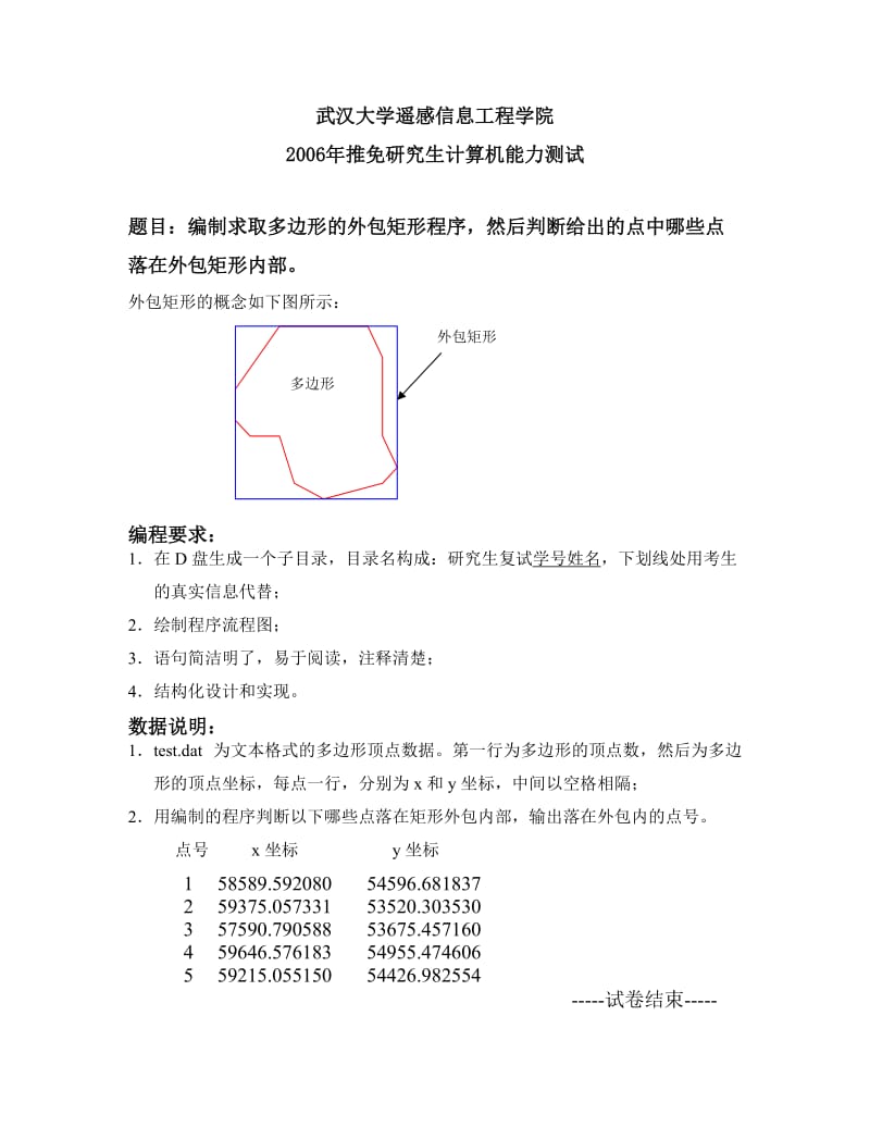 武汉大学遥感信息工程学院2006年推免研究生计算机能力测试.doc_第1页