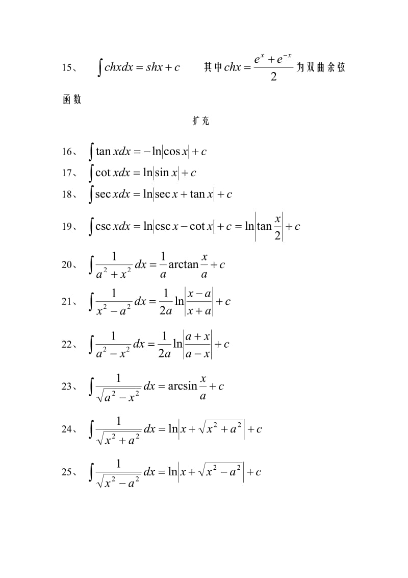 二十四个基本积分公式;.docx_第2页