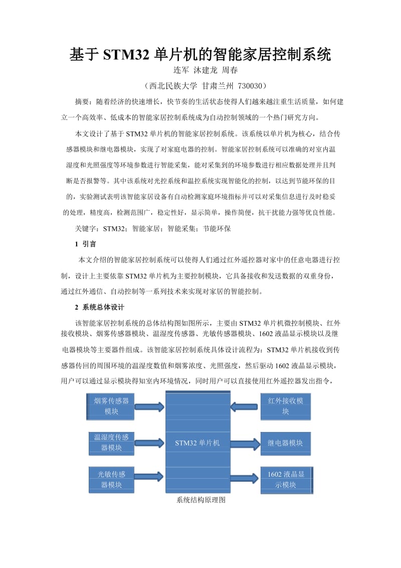 基于STM32的智能家居控制系统.docx_第1页