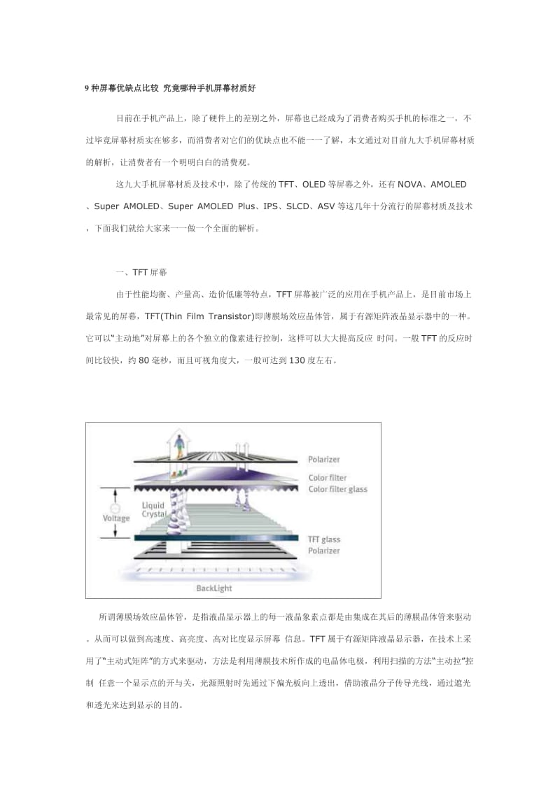 9种屏幕优缺点比较 究竟哪种手机屏幕材质好.docx_第1页