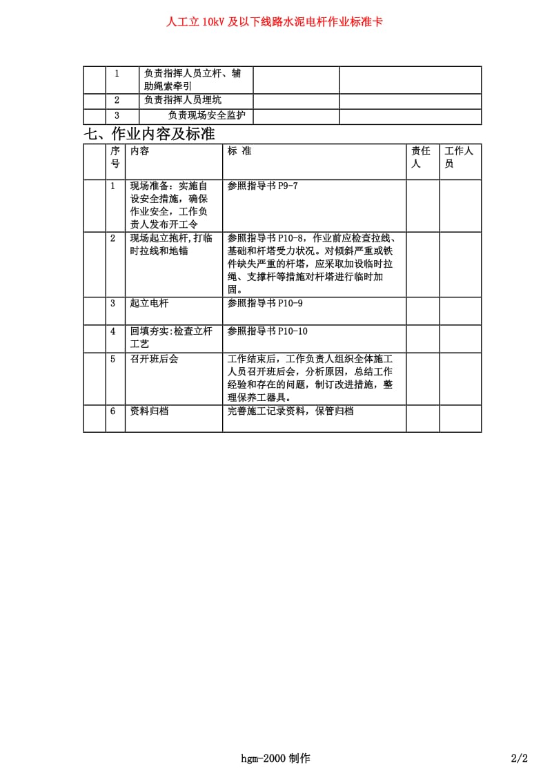 人工立10kV及以下线路水泥电杆作业标准卡.docx_第3页