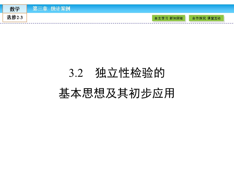 人教A版选修2-3配套资源：3.2《独立性检验的基本思想及其初步应用》课件.ppt_第1页