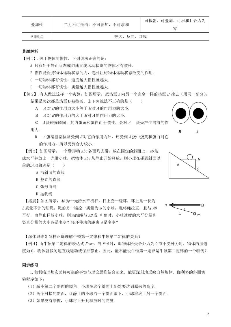 牛顿三大定律知识点与例题.docx_第2页