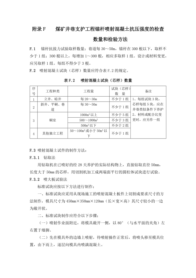 锚杆喷射混凝土抗压强度的检查数量和检验方法.doc_第1页