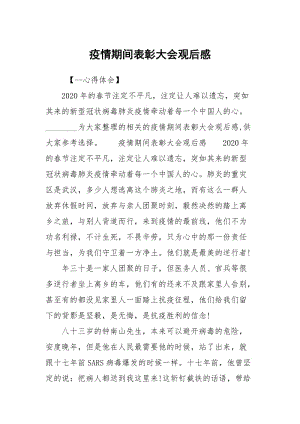 疫情期间表彰大会观后感.docx