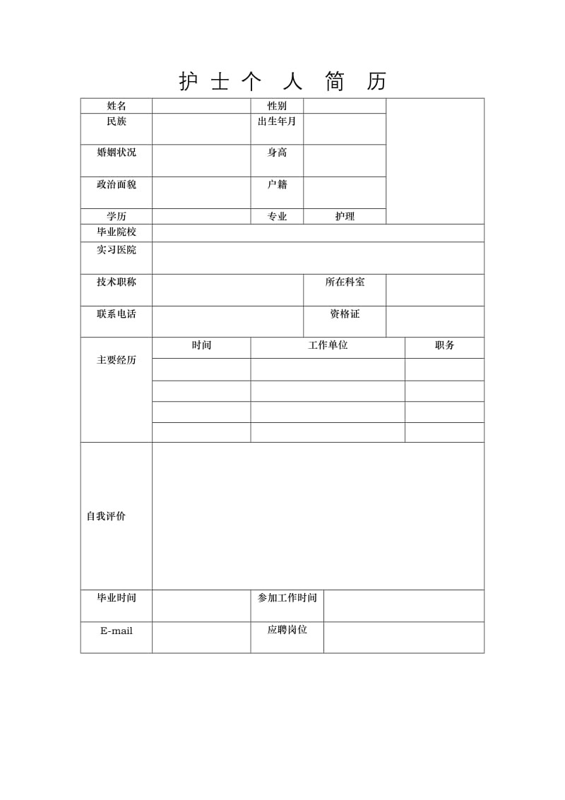 护士个人简历模板;.doc_第1页